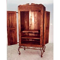 Armoire - Rustic with Leaf Design Iron Base - 8346