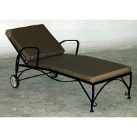 Iron Chaise Lounge Garden Chair with Cushion - 11842