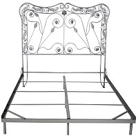 Iron Headboard with Leaves and Curls Design - 43408