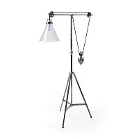 Weighted Floor Lamp - Vintage Steel Finish - Clear Glass Shade - 15807